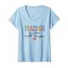 Womens Teacher Of future world changers Leopard boho style V-Neck