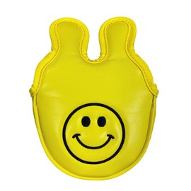 Golf Headcover Putter Cover Magnetic Closure Mallet Center Shaft Odyssey 2 Ball Tailor Made Spider Putter Nico Mark Smile Embroidery (Small Center Shaft, Yellow)