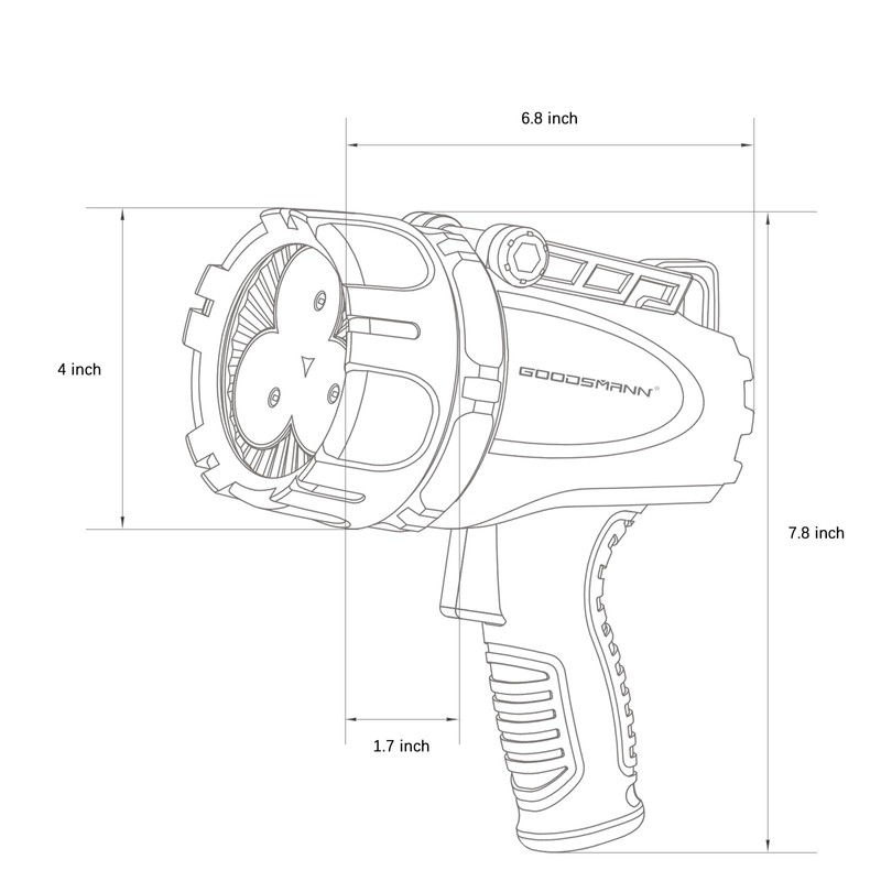 GOODSMANN Rechargeable Handheld Spotlight LED Boat Waterproof Spot Light Searchlight