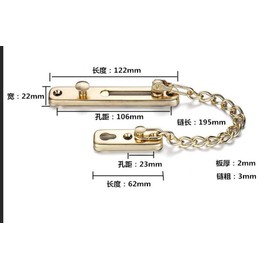 304 Stainless Steel cast Steel Door Safety Chain Protective Cover, Heavy Door Lock, Anti-Theft Door Chain (Gold)