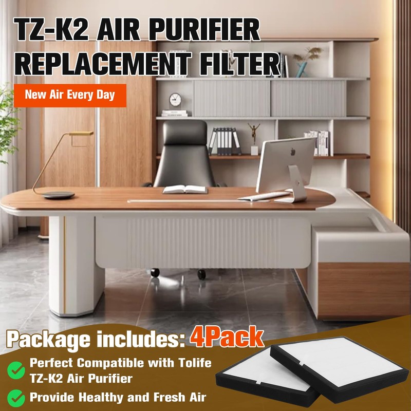 MCCKLE TZ-K2 Air Purifier Filter Compatible with ToLife, 4 Pack