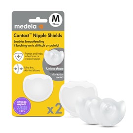 Medela Contact Nipple Shields 20 mm ("M") con Estuche Portátil, Pezoneras de Silicona Ultrafina y Suave, Sin BPA, Ideal para Pezones Agrietados o Planos, Incluye 2 Unidades, Disponibles en Más Tallas