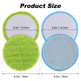 Electric Mop Pads, 6.3inch Floor Cleaning Round Spin Mop Pads for Electric Mop, 6.3inch Round Electric Mop Pads(6 Pack)