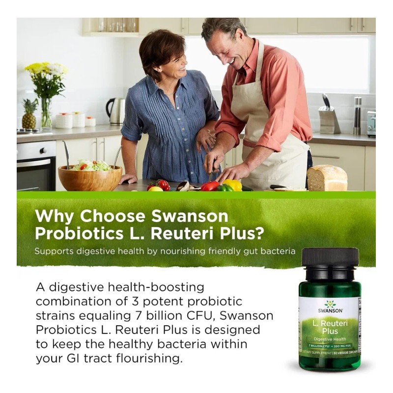 Swanson Probiótico L. Reuteri Plus, 30 cápsulas