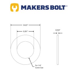 1/4" Stainless Washer (100 pack), 5/8" Outside Diameter, 18-8 (304) Stainless Steel by Makers Bolt