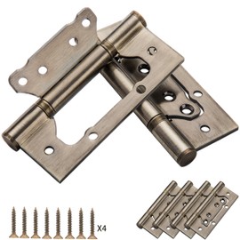 Non-Mortise Door Hinges,5 Inch-304 Stainless Steel,Heavy Duty Door Hinges with 220lbs Load Capacity (4 Pack),Smooth Rotation Wtih Bearing for Interior/Exterior Doors,Bronze Hinges