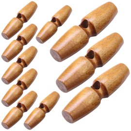 10pcs 50mm Bronze Brown Single Hole Large Sewing Toggle Wood Buttons Craft Embellishments