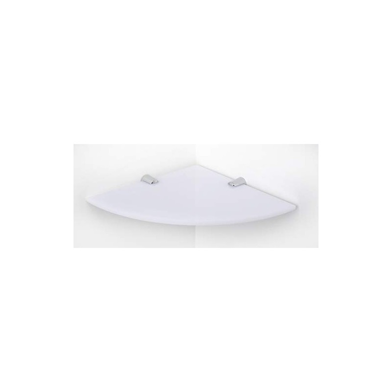 BSM Marketing Wall Mounted Floating Acrylic Corner Shelf with Chrome