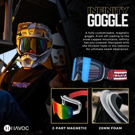 Havoc Racing Magnetic Frameless Goggles - For Motocross, Dirt Biking, Snowboarding, ATV, & UTV - Patriot Goggles & Clear Lens Bundle