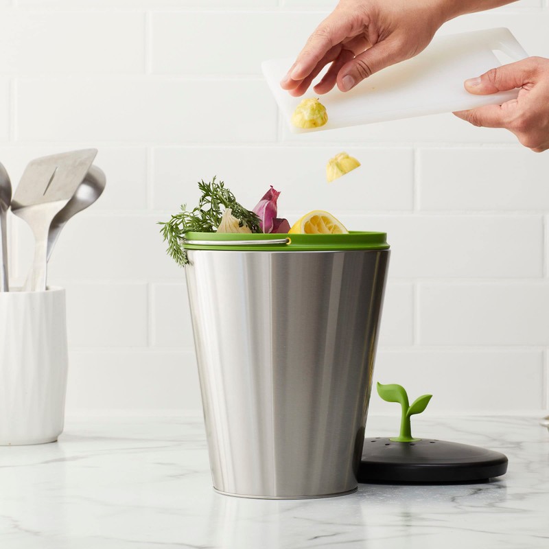 Chef'n 5269025 ECOCROCK COMPOST Papelera, 75 galones, acero gris