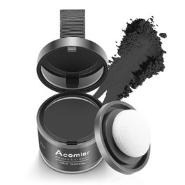 Acomler Instantly Root Cover Up Powder for Thinning, Grey Hair - Hairline Shadow, Touch Up for Women/Men with Eyebrows, Beard, Bald Spots (Black)