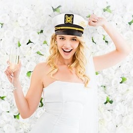 captain's bride hat, the nautical belt veil, bride's gift, cruise ship clothing singles' party accessories