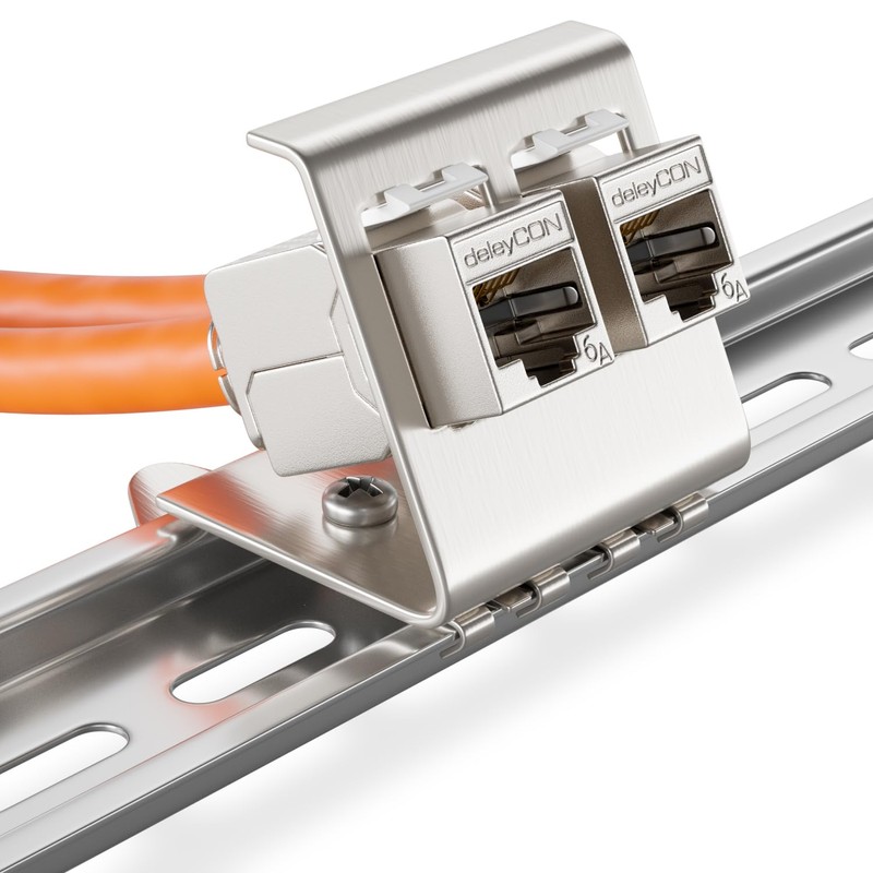deleyCON 16x CAT6a Keystone Jack Module with 8x 2-Port DIN
