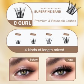 100 Stück einzelne Cluster Wimpern, C Curl gemischt 10-16mm Länge, DIY Wimpernverlängerungen,wiederverwendbare natürliche weiche flauschige Wispy falsche Wimpern,Frauen Anfängerin persönliches Make-up