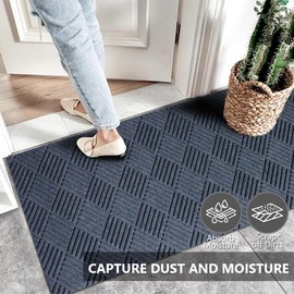 Custom Size Solid Plain Rubber Backed Non-Slip Hallway Stair Runner Rug Carpet, Heavy Duty Durable Large Front Door Mats Indoor Entrance Mat, 2FTX6FT, Gray