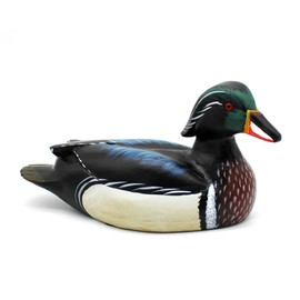CVHOMEDECO. Primitives Hand Engraving and Painted Wood Wild Duck Farmhouse Figurine Mallard Decorative Accent, 10-1/2 Inch