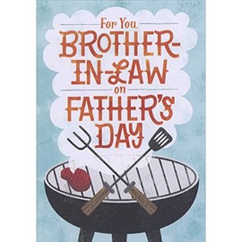 Designer Greetings Single Steak on Grill with Criss Crossed Spatula and Fork Father's Day Card for Brother-in-Law