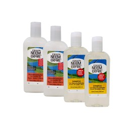 Acondicionador Natural Vegano- Sin Quimicos Sales Parabenos Petrolatos- Anti Frizz- Con Aceites De Argan Jojoba y Neem- 250 ml - 8.45 fl. oz- Bienestar Neem Erfre (2 Acond. + 2 Shamp.)