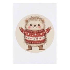 'Cute Christmas Hedgehog' Temporary Tattoo - Water Resistant, Skin-Safe, Non-Toxic Transfer (TO00084587)