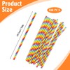 Rainbow Striped Disposable Paper Drinking Straws, 100 Pcs 7.7 Inch
