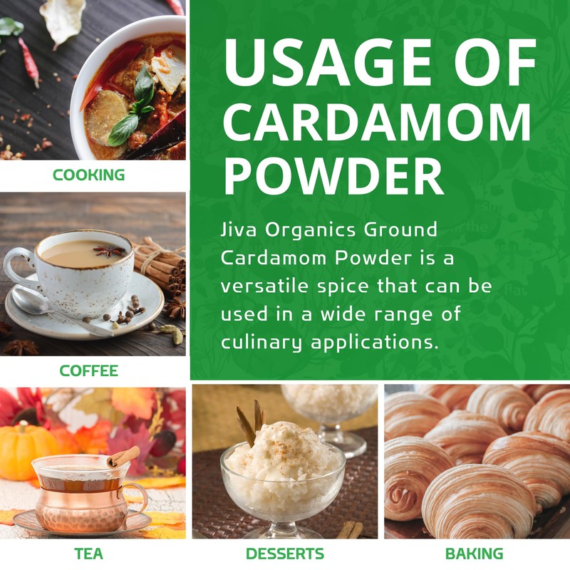 Organic Ground Cardamom Powder 3.5 Ounce Bag - Premium, Aromatic,
