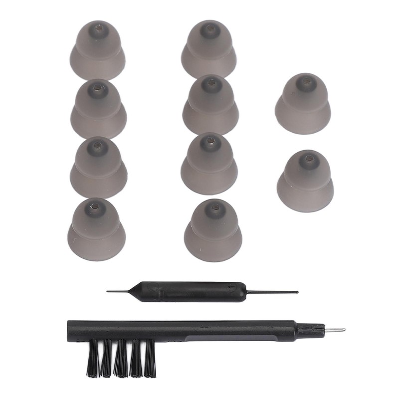 10pcs Black Silicone Double Layer Closed Domes Ear Tips with