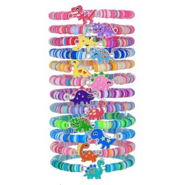 BFFAEAE Friendship Bracelets Heishi Clay Bead Bracelets Stack Beaded Stretch Bff Bracelet for Women Boho Stackable Bracelet Preppy Summer Beach Jewelry Party Favors (12pc dinosaur)