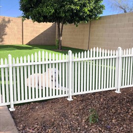 ECOOPTS 36" H x 84" W Vinyl Picket Fence Panels White Decorative Fence for Garden Patio Yard Pool Walkways (34 Pickets, Scallop)