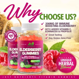 Just Nutrients Gomitas De Saúco Con Vitamina C Y Frambuesa