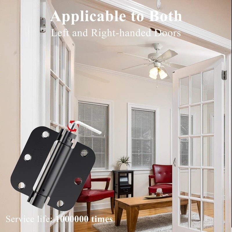 Sophia 4 Pack Self-Closing Door Hinge 3.5 Inch Rounded 5/8
