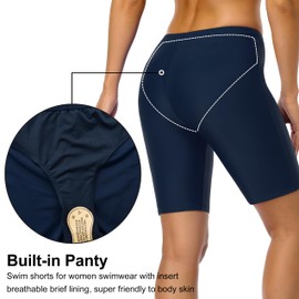 Firpearl Pantalones cortos de natación para mujer, UPF50+, pantalones cortos deportivos de talla grande, tankini, marino, 14