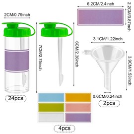 24 PCS Mini Pepper Shakers with Spoon, 15ml Leak-Proof Portable Spice Jars, Includes Funnels & Stickers, Compact Seasoning Bottles for Camping, Travel & Kitchen (Novelty Salt and Pepper Shakers)