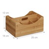 Relaxdays Bamboo Desk Organizer, Pencil Holder, 4 Compartments, Handle, Wood