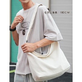 ARIALK Tote Bag, Canvas Shoulder Bag, Large Capacity, Overnight Travel, Canvas Tote, Eco Bag, Canvas, Shoulder Bag, Shopping Bag, Simple Zipper, A4, Women's, Men's, Plain, Keyring Included, 1 beige