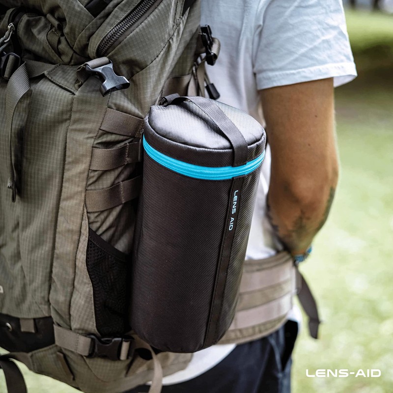 LENS-AID Thick Padded Lens Bag: Lens Case with Zipper and