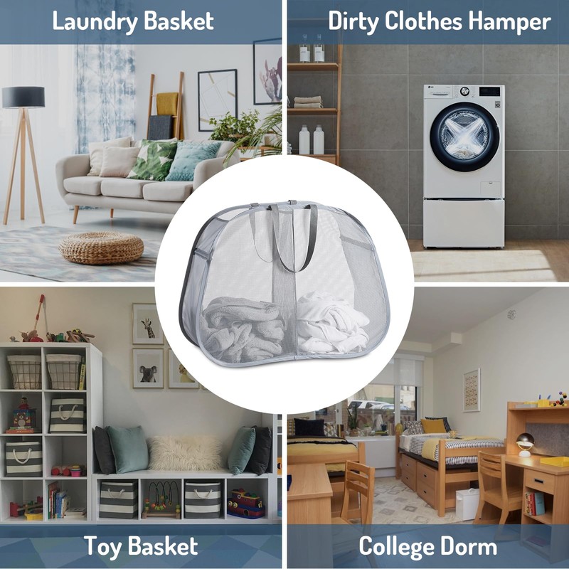 Mesh Popup Laundry Hamper 115L Foldable Laundry Basket Extra Large