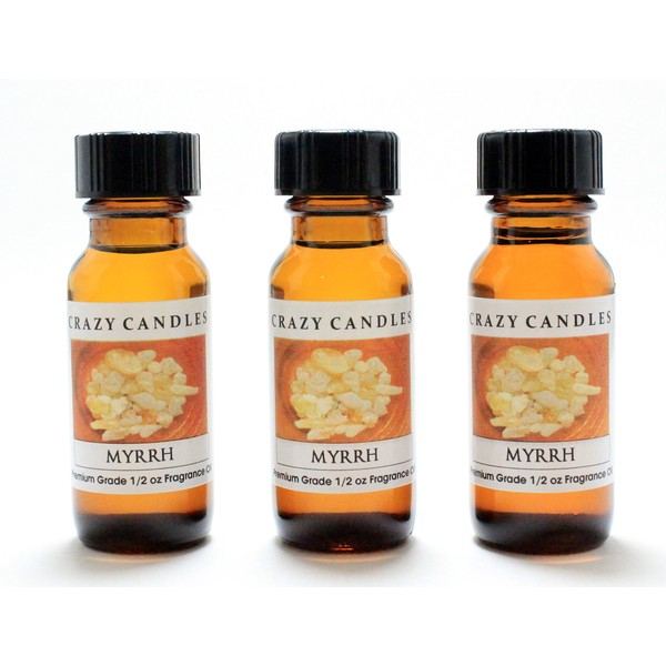 Myrrh 3 Bottles 1/2 Fl Oz Each (15ml) Premium Grade Scented Fragrance Oil by Crazy Candles