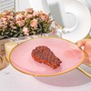 100PCS Transparent Pink Gold Plastic Plates, 10in Dinner Plate