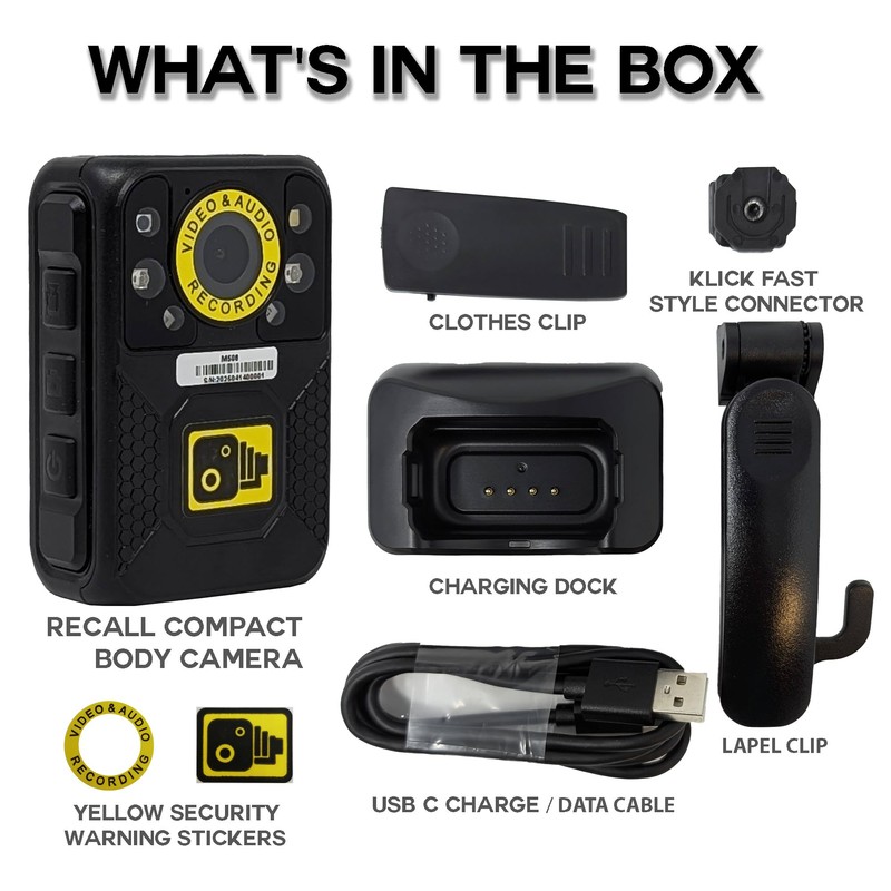Recall Compact Body Worn Camera 1296P Personal Security Body Worn