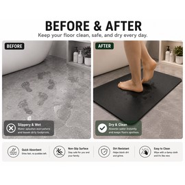 Black Non-Slip Floor Mat 40cm x 60cm - Durable and Water-Resistant