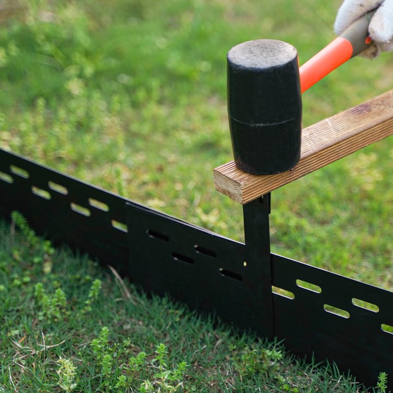 6Pcs Metal Landscape Edging Stakes, 10In Garden Stakes Landscape Anchoring