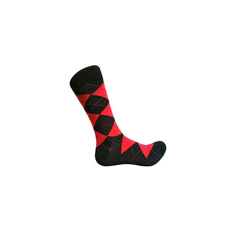 Men's Red Argyle Dress socks,Red/Black
