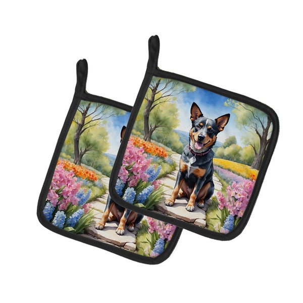 Caroline's Treasures Australian Cattle Dog Spring Garden Pair of Pot
