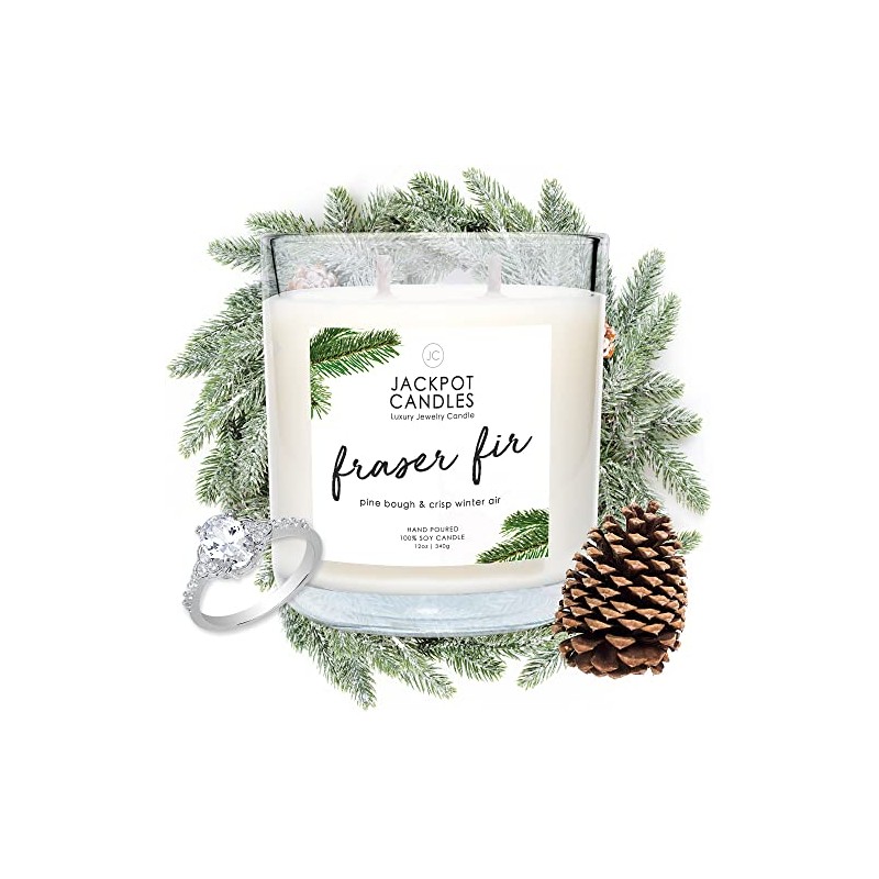 Jackpot Candles Fraser Fir Candle with Ring Inside (Surprise Jewelry