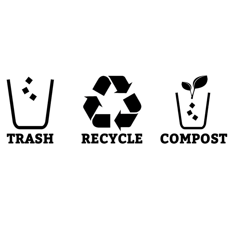 XTRAYXRAY Trash Recycle Compost Stickers Set of 3 Recycle Vinyl