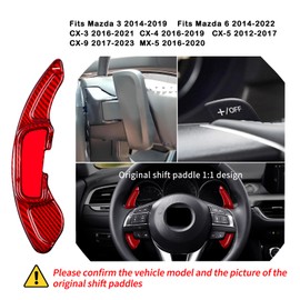 T-carbon Large Paddle Shifter Extensions Fits Mazda 3 Axela Atenza 2014-2018;Real Glass Fiber Steering Wheel Paddles Shifter Fits Mazda 6 CX-3 CX-5 CX-9 MX-5 Gear Shift Trim Accessories Red