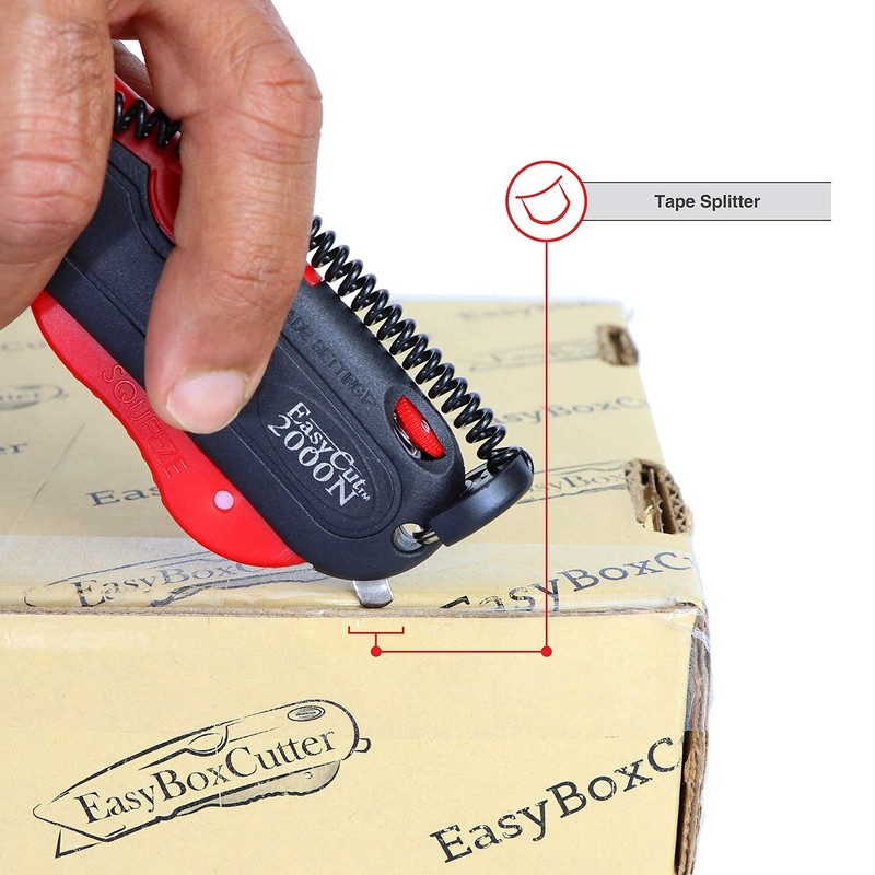 Modern Box Cutter, extra tape cutter at back, dual side