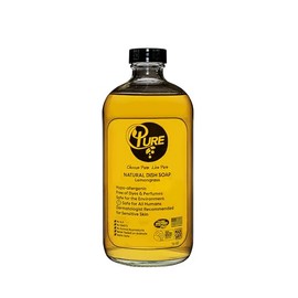 Pure Lemongrass Natural Dish Soap, 16 oz, Hypo-allergenic, Free of Dyes and Perfumes, Safe for Sensitive Skin