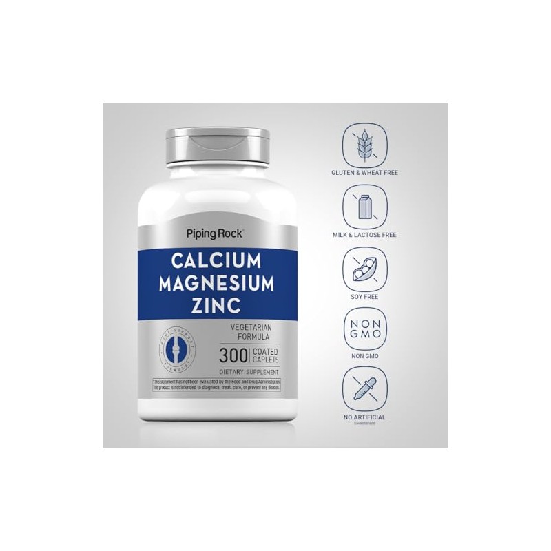 Piping Rock Suplemento de calcio y magnesio y zinc 300