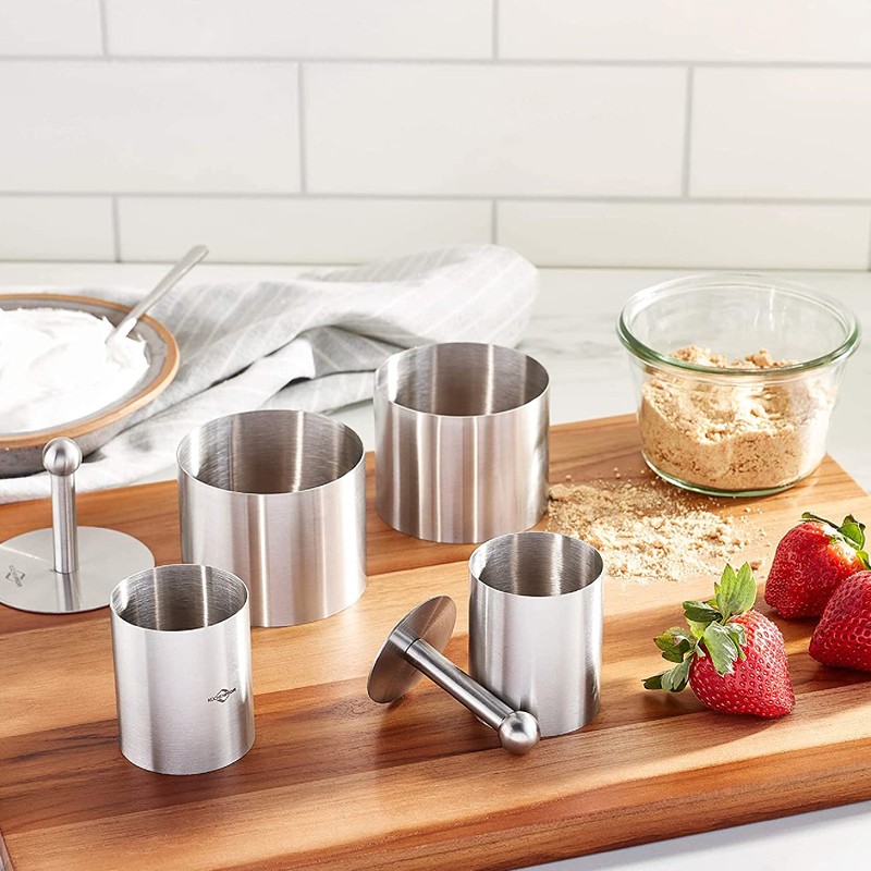 Küchenprofi Stainless Steel 6-Piece Forming Rings with Tamper/Pushers, Silver